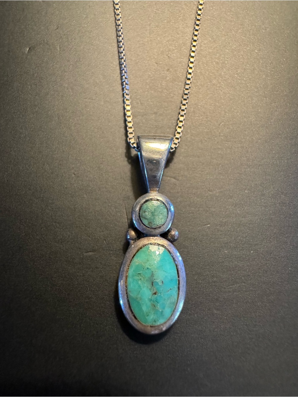 Peyote Bird Sterling Silver Turquoise Pendant Necklace - 18” Italy Box Chain